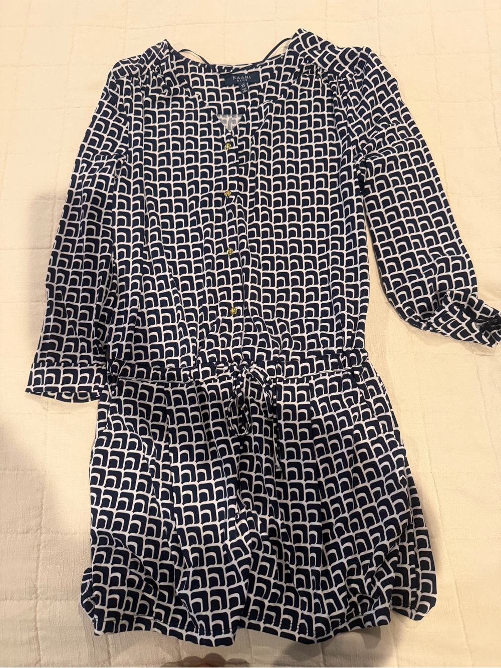 Kaari Blue Navy and White Geometric Romper